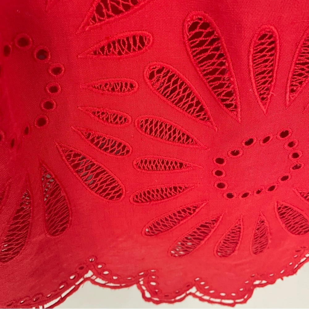 NWT Ulla Johnson Louisa Eyelet Ruffle Linen Blend Top in Poppy.     22 - Picture 5 of 14